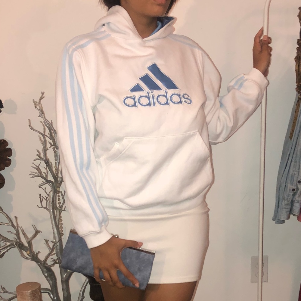 Adidas Sweater | Medium | Light Blue Letters